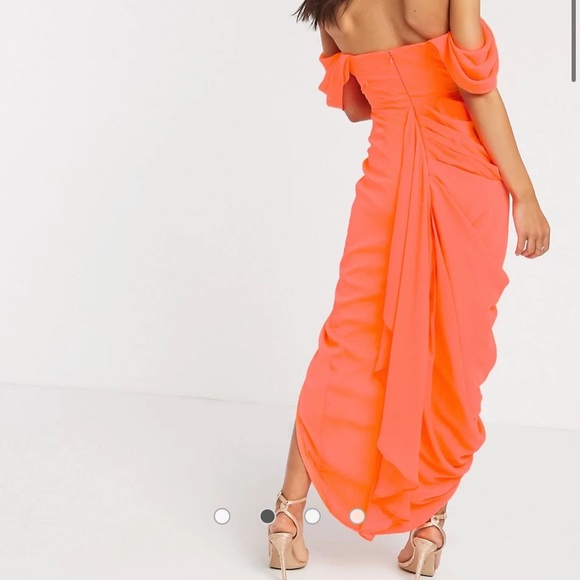 Orange ASOS draped Dress - Picture 5 of 6